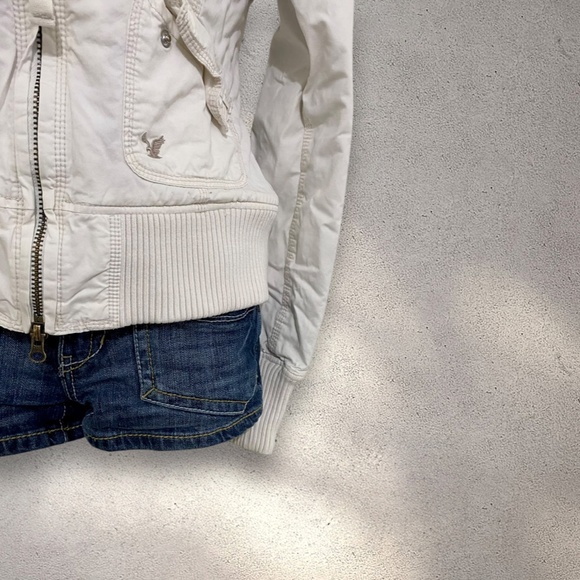 VINTAGE Y2K American Eagle White Quilted Lining Bomber Jacket - Picture 3 of 9